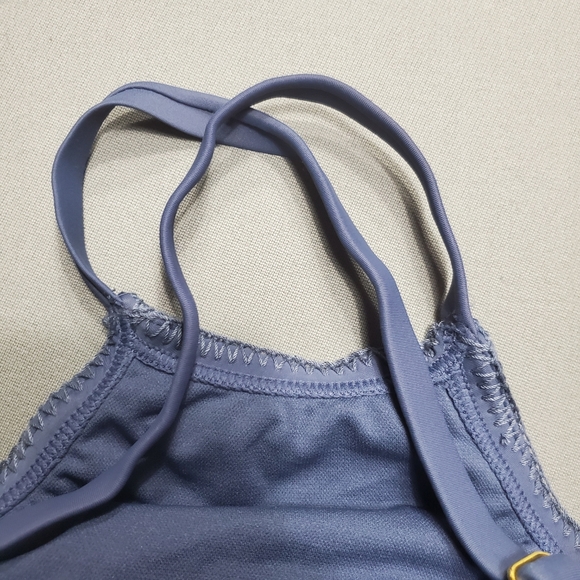 NWT Crochet High Neck Bikini Top Blue Swimsuit - Picture 2 of 7